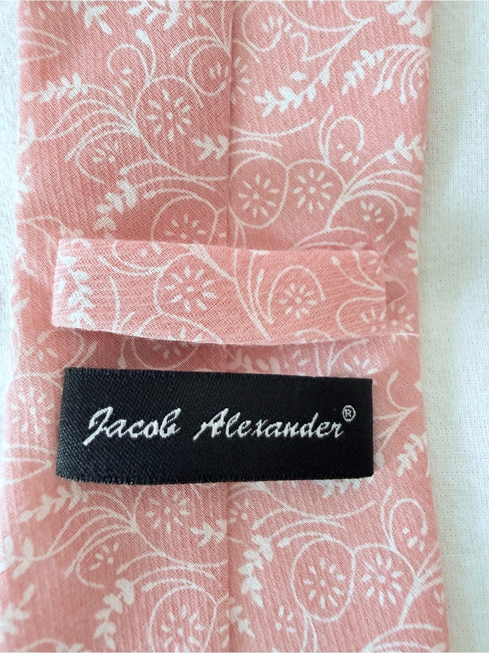 ✨ Jacob Alexander Pink Floral Cotton Tie & Pocket Square Set Wedding Groom ✨ - Picture 6 of 16